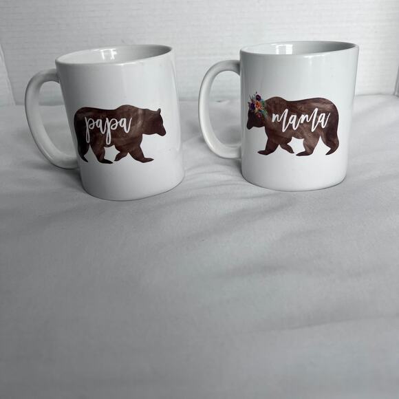 ✨Mama & Papa Bear Coffee Mug Set – Cute Matching Couple Gift White Ceramic Mugs - Picture 1 of 8